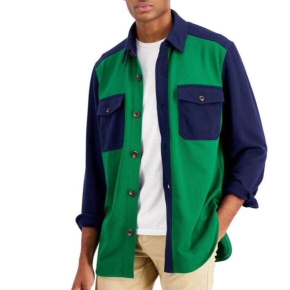 Club Room Men's Shirt Color Therapy Button Front Green Blue Medium NEW! - Picture 1 of 2